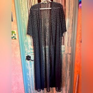 Black Sheer with Velvet Star Pattern Kimono